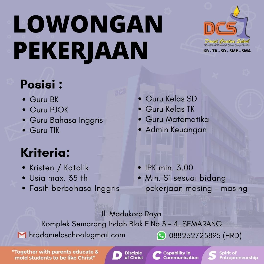 Lowongan Guru Daniel Creative School